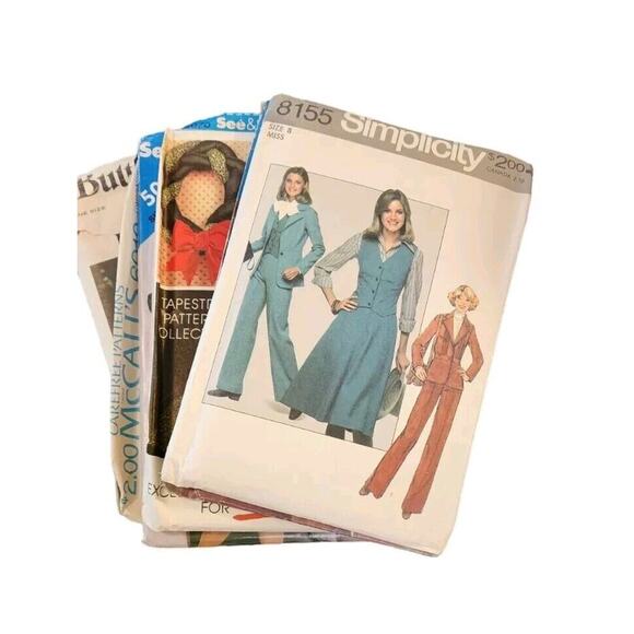 Lot of 7 Vtg Women's Sewing Patterns Dresses Skirts Crafts Cut & Uncut Most 8-12 - Picture 1 of 16